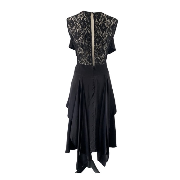NWT BCBGMaxAzria Silk Black Lace Open Back Dress - Picture 3 of 12